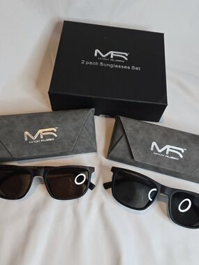 Mack Russo 2 Pack Sunglasses Set with Cases Black + Brown Frames New in Box